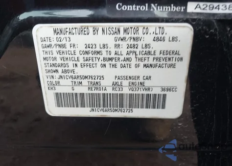 2013 Infiniti G37X from USA, damaged, VIN JN1CV6AR5DM762725